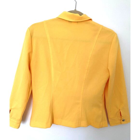 Vintage Dawn Joy Button Down Yellow Blazer Snap Buttons Long Sleeve USA Sz 4 - Picture 2 of 6